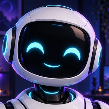A white robot with a cyan-lit face, drawn as the studio mascot for ChatGPT.