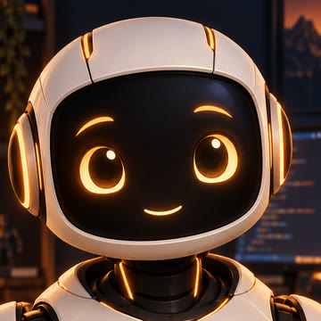 A cream robot with a warm amber-lit face, drawn as the studio mascot for Claude.