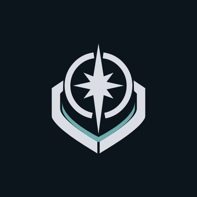 The emblem of the Starhold Fleet from FRONTIER: Explore & Expand: a compass star in a broken ring over a shield.