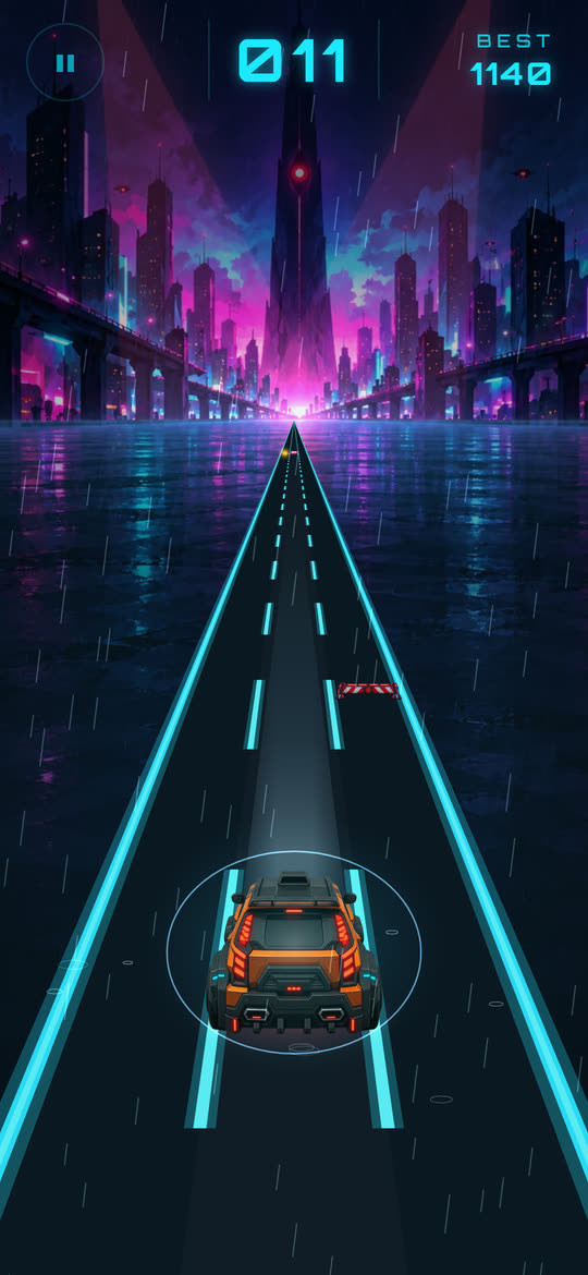 De wereld Neon City in Midnight Dash