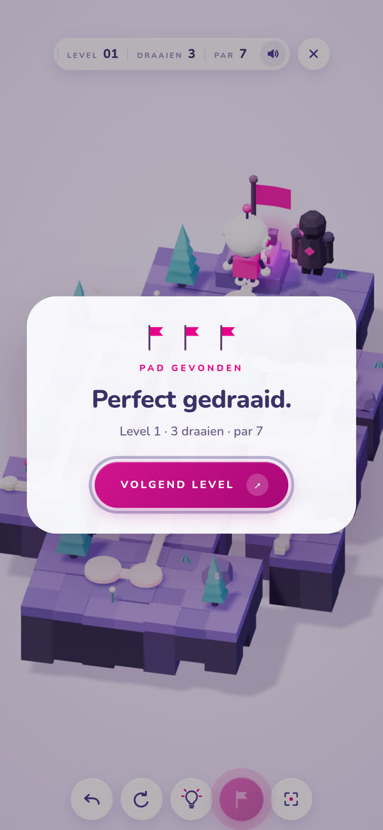 De winkaart in Shift, met het aantal draaien tegen par.